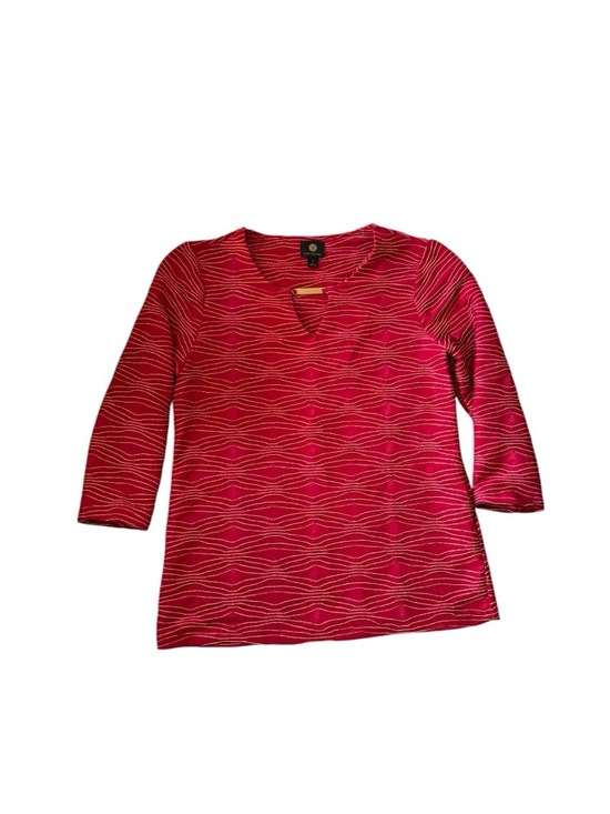 JM Collection Tops - JM Collection Red Wave-Pattern 3/4 Sleeve Top